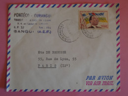 BT7   CENTRAFRIQUE   BELLE  LETTRE  1960 PAR AVION BANGUI  PONTECO A   PARIS FRANCE + AFF.PLAISANT++++ - Lettres & Documents