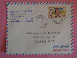 BT7   CENTRAFRIQUE   BELLE  LETTRE  1960 PAR AVION BANGUI  PONTECO A   PARIS FRANCE + AFF.PLAISANT++++ - Brieven En Documenten