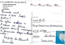 Portugal & Marcofilia, Odemira, Windmill, Costa Alentejana Vila Nova De Mil Fontes A Lisboa 2002 (11) - Storia Postale