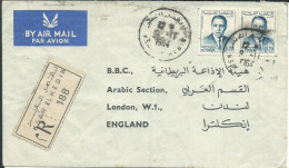 MAROC 1F40 DE KSAR EL KEBIR POUR LONDRES ( GRANDE BRETAGNE ) EN RECOMMANDE PAR AVION DE 1964 LETTRE COVER - Maroc (1956-...)