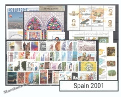 Complete Year Set Spain 2001 - 78 Values + 7 BF - Yv. 3343-3421/ Ed. 3776-3856, MNH - Años Completos