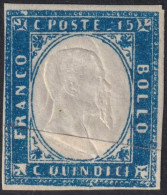 15 C. Azzurro Ch. Doppia Effige Su Carta Ricongiunta In Basso Sass 11o MNH** Cv 33000 - Nuevos