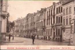 ! Alte Ansichtskarte 1. Weltkrieg, Feldpost 1914, Antwerpen, Anvers, Rue Van Bree, Bombardement, Tram 414 - Antwerpen