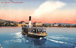 Zürich Panorama Mit Dampfer Dampfschwalbe Gelaufen 1917 (2252) - Laufen-Uhwiesen 