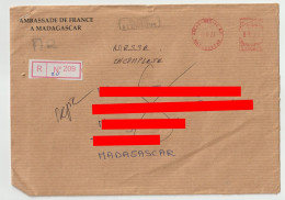 5053 Return To Sender 2021 MADAGASCAR Recommandé Registered NPAI Rts Machine Affranchir Affranchissement Mécanique - Madagascar (1960-...)