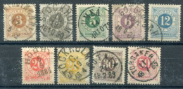 SWEDEN 1877 Definitive Ring Typeset  Perforated 13-13½, Used With Good Centering.   Michel 17B-25B - Gebruikt