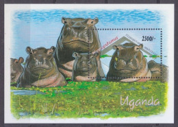 1992 Uganda 1130/B170 Fauna - Hippopotamus 10,00 € - Rhinoceros