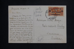 LIBAN - Affranchissement Surchargé De Beyrouth Sur Carte Photo ( Cèdre ) En 1928 Pour La Suisse  - L 143746 - Cartas & Documentos