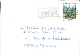 MONACO SEUL SUR LETTRE POUR LA FRANCE 2004 - Storia Postale