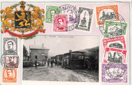 Représentation De Timbres - Souvenir De La Belgique - Départ Du Train Pour Marche - Carte Postale Ancienne - Stamps (pictures)