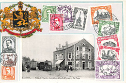 Représentation De Timbres - Souvenir De La Belgique - Marcour - Hotel De L'ourthe - Tram - Carte Postale Ancienne - Stamps (pictures)