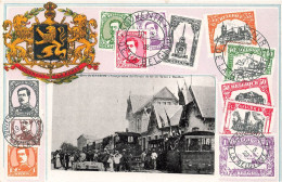 Représentation De Timbres - Souvenir De La Belgique - Inauguration Du Chemin De Fer De Sedan - Carte Postale Ancienne - Sellos (representaciones)