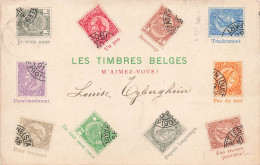 Représentation De Timbres - Les Timbres Belges - M'aimez-vous? - Carte Postale Ancienne - Timbres (représentations)