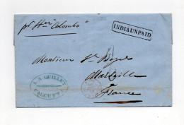 !!! INDE, LETTRE DE CALCUTTA DE 1860 POUR MARSEILLE PAR STEAMER COLOMBO, TAXEE - Storia Postale