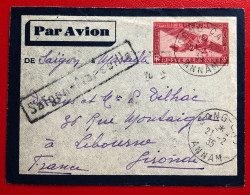 Indochine, Entier-Avion TAD SONG-CAU, Annam 21.2.1935 + Griffe SAIGON-MARSEILLE Pour La France - (A035) - Briefe U. Dokumente