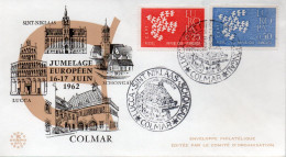 FRANCE / CARTE COMMEMORATIVE JUMELAGE EUROPEEN AVEC COLMAR 1962 - Bolli Commemorativi