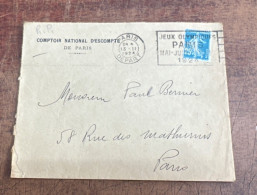 France - Perforé - Jeux Olympiques De 1924 - Comptoir National D’escompte - 1924 - Storia Postale