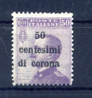 1919 TRENTO & TRIESTE N.9 MNH **, Francobolli D'Italia Soprastampati, 50 Centesimi - Trento & Trieste