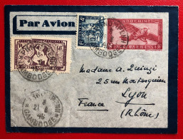 Indochine, Entier-Avion + Complément TAD PHNOM PENH, Cambodge 21.6.1946, Pour La France - (A140) - Covers & Documents