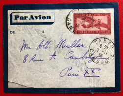 Indochine, Entier-Avion TAD TAKEO, Cambodge 7.11.1938, Pour La France - (A143) - Cartas & Documentos