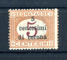 1919 TRENTO & TRIESTE SEGNATASSE Tax N.1 MNH **, Francobolli D'Italia Soprastampati, 5 Centesimi - Trento & Trieste