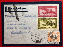 Indochine, Entier-Avion + Complément TAD HANOI R.P., Tonkin 4.2.1938, Pour La Suisse - (A217) - Cartas & Documentos