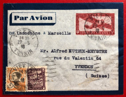 Indochine, Entier-Avion + Complément TAD VIET TRI, Tonkin 22.5.1936, Pour La Suisse - (A221) - Covers & Documents