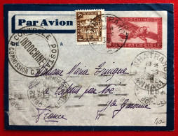 Indochine, Entier-Avion TAD NHATRANG, Annam 1.9.1939, + WW2 CENSURE Pour La France - (A248) - Covers & Documents