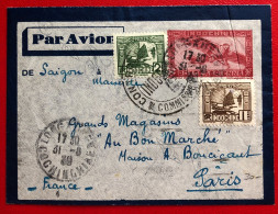 Indochine, Entier-Avion TAD LONG XUYEN, Cochinchine 31.8.1939, + WW2 CENSURE Pour La France - (A250) - Briefe U. Dokumente
