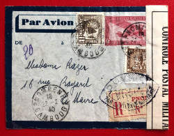 Indochine, Entier-Avion TAD PHNOM PENH, Cambodge 22.2.1940, + WW2 CENSURE Pour La France (manque Timbre Verso) - (A263) - Briefe U. Dokumente
