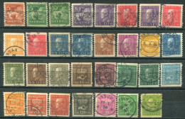 SWEDEN 1921-36 Definitive Set On Toned Paper Coil Perforation, Complete Except 70 Öre, Used.  Michel 174 - 207 I WA - Usados