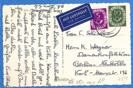 Allemagne Republique Federale 1953 Carte Postale Par Avion De Bergisch Gladbach (G18843) - Cartas & Documentos