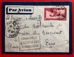 Indochine, Entier-Avion TAD HAI-PHONG, Tonkin 24.3.1935 + Flamme Consommez Le Riz Et Le Café D'Indochine - (A310) - Cartas & Documentos