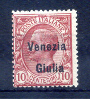 1918-19 VENEZIA GIULIA N.22 MNH ** 10 Centesimi, Francobolli D'Italia Sovrastampati - Vénétie Julienne