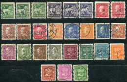 SWEDEN 1921-36 Definitive Set On White Paper With All Perforations, Complete, Used.  Michel 174 II - 207 II - Gebruikt