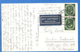Allemagne Republique Federale 1951 Carte Postale Par Avion De Mittenwald (G18852) - Lettres & Documents