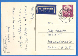 Allemagne Republique Federale 1954 Carte Postale Par Avion De Memmingen (G18855) - Brieven En Documenten