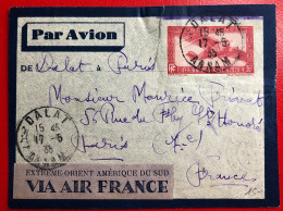 Indochine, Entier-Avion TAD DALAT, Annam 17.5.1933 + étiquette Avion - (A346) - Storia Postale