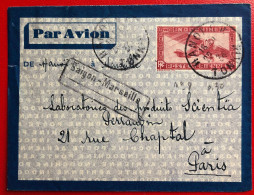 Indochine, Entier-Avion TAD HANOI R.P., Tonkin 1934 Pour La France - Griffe Saigon-Marseille - (A388) - Cartas & Documentos
