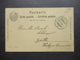 Schweiz GA 1902 PK Mit Stabstempel Schachen B. Reute über Heiden Nach Walzenhausen Mit Ank. Stempel - Entiers Postaux