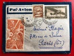 Indochine, Entier-Avion + Complément TAD PHNOM PENH, Cambodge 13.2.1948 - Pour Paris - (C042) - Briefe U. Dokumente