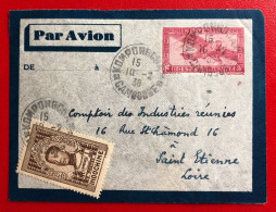 Indochine, Entier-Avion TAD KOMPONGCHAM, Cambodge 10.2.1938, Pour La France - (C114) - Cartas & Documentos