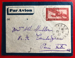 Indochine, Entier-Avion TAD TAKEO 22.4.1937, Pour La France - (C297) - Cartas & Documentos