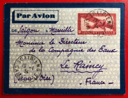 Indochine, Entier-Avion TAD SOAIRIENG 19.1.1934, Pour La France - (C355) - Briefe U. Dokumente