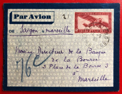 Indochine, Entier-Avion TAD SOAIRIENG 13.9.1933, Pour La France, Voir Verso - (C356) - Briefe U. Dokumente