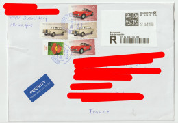 6667 Lettre Cover ALLEMAGNE DEUTSCHLAND Recommandé Registered Car Voiture BMW 507 Mercedes Benz 220 S Dusseldorf - Covers & Documents