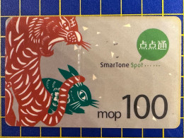 MACAU CHINESE LUNAR NEW YEAR OF THE TIGER + RABBIT PHONE CARD VERY FINE AND CLEAN USED - Macau