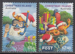 2021 Christmas Island Christmas Noel Navidad Turtles Crabs Complete Set Of 2 MNH @ BELOW FACE VALUE - Christmas Island