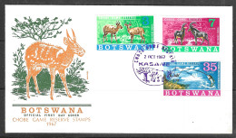 BOTSWANA 1967, Mint FDC,Chobe Game Reserve, FISHING BUCK DEER  MI 37-39, F1067 - Other