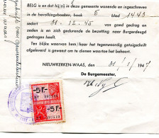 31/1/1947 Deel Van Getuigschrift Met Handtekening Van Burgemeester Theodoor Nijs Nieuwkerken Waas + Gemeente Stempel + - Dokumente